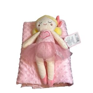 Dreamgro My First Baby Blonde Tutu Doll Lovey & Pink Baby Fleece Blanket‎ NEW